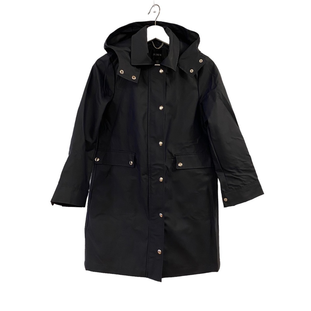 J.Crew Navy Blue Raincoat Jacket Hooded Full Zip AW553 Women’s Size XSP